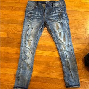 Distressed Blue Jeans